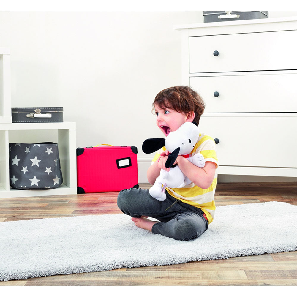 Snoopy Lying Down Plush with child